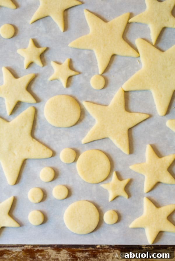 How to Make 3D Christmas Cookies - cut out cookies on baking sheet