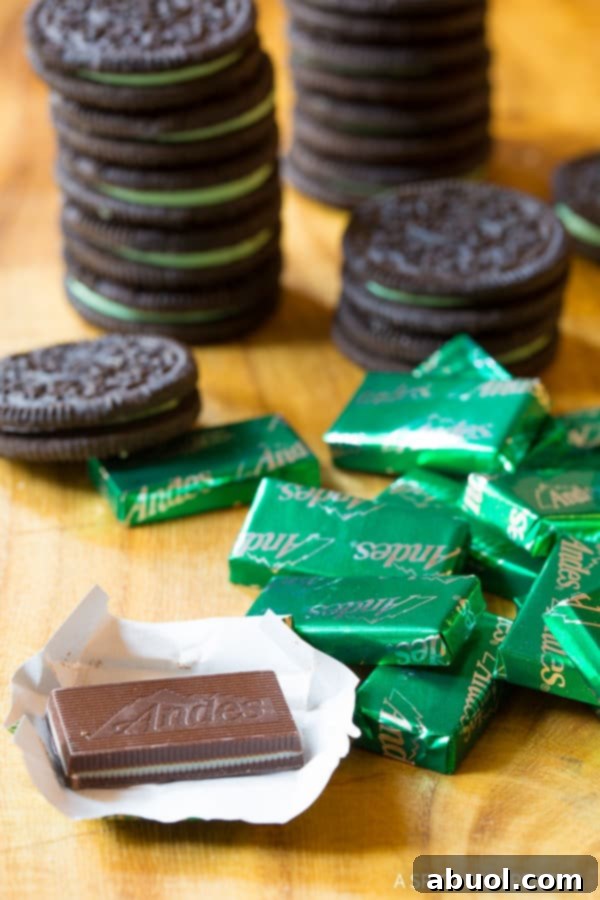 Giftable Mint Oreo Chocolate Bark stacked for a delicious presentation
