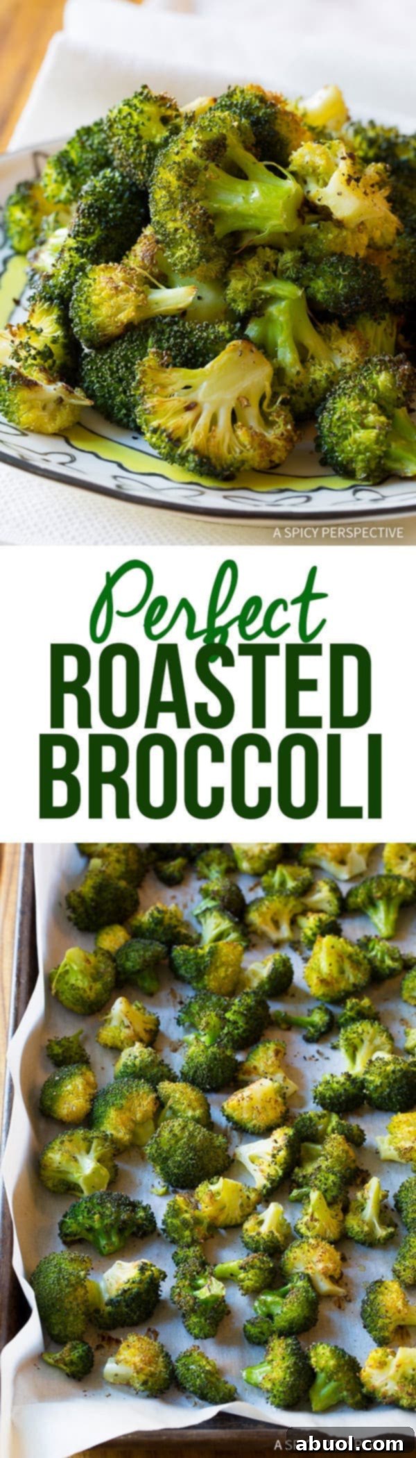 Perfect Oven Roasted Broccoli Recipe with charred edges and garlic | ASpicyPerspective.com
