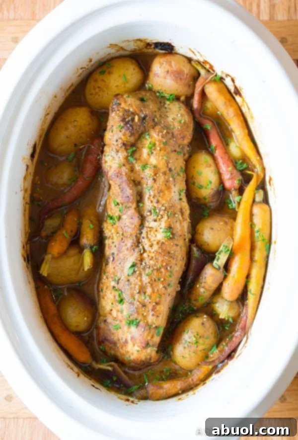 Crock Pot Pork Loin with vegetables and gravy