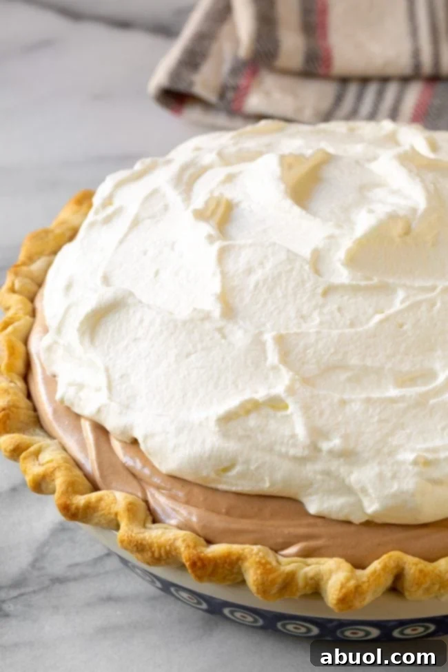 French Silk Pie with chocolate ganache and whipped cream