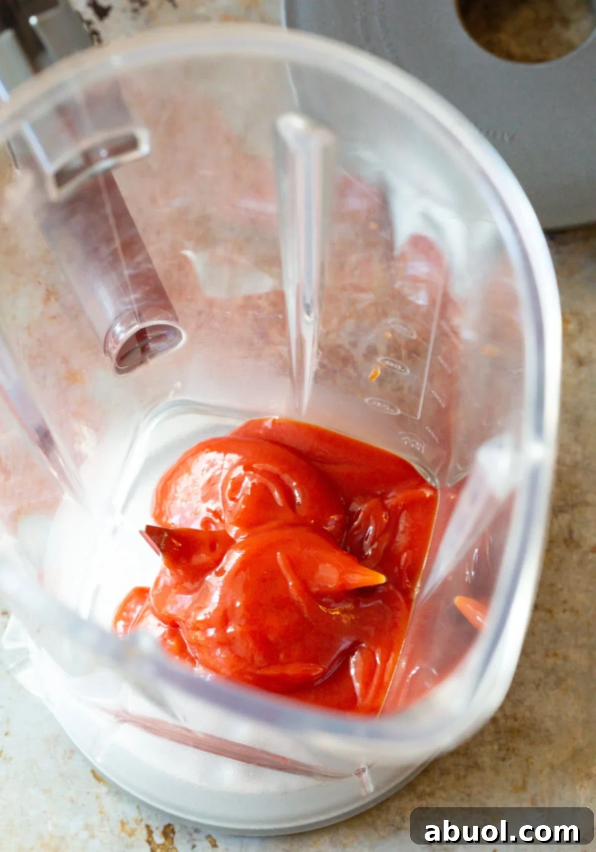 All the key ingredients for homemade Catalina dressing are artfully arranged in a blender, ready for blending, showcasing fresh and vibrant components.