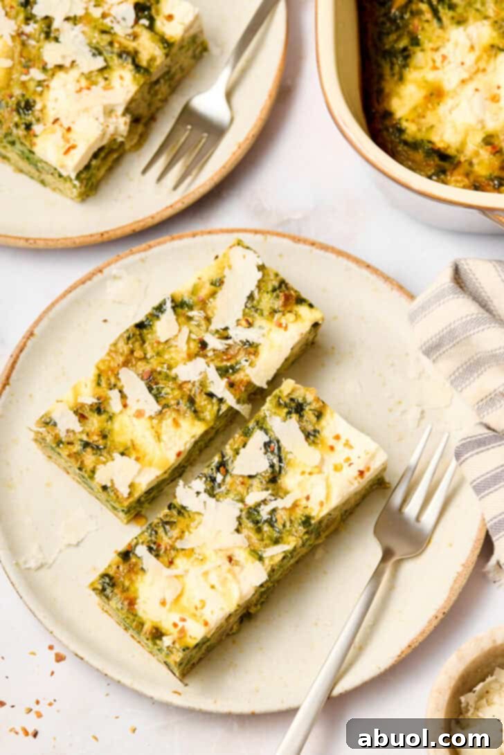 Spinach Artichoke Casserole - Breakfast Casserole with eggs, ready to serve