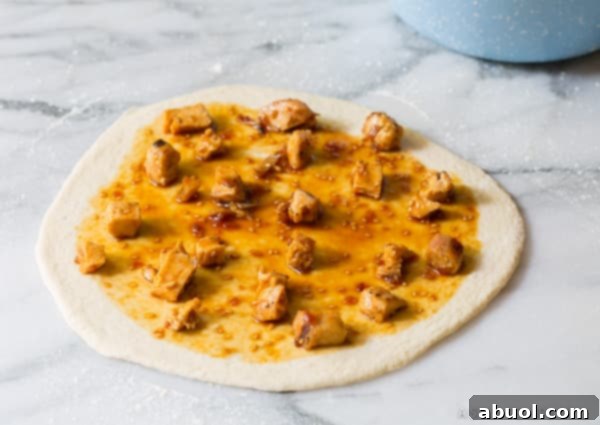 Step-by-step imagery demonstrating how to assemble the perfect Grilled Chicken Teriyaki Pizza, showcasing the process for ASpicyPerspective.com.