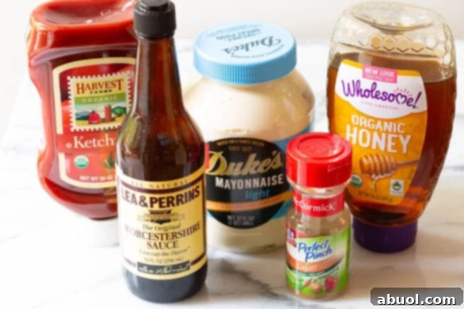 Ingredients needed to make Southern comeback sauce. 