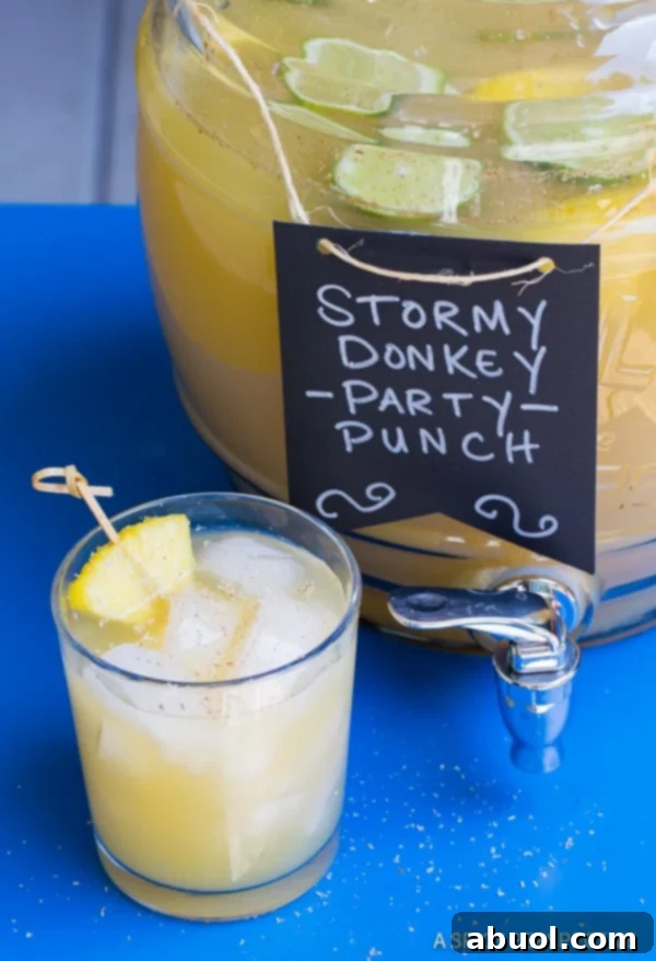 Stormy Donkey Party Punch - Large Batch Cocktail for Summer & Fall Parties! | ASpicyPerspective.com