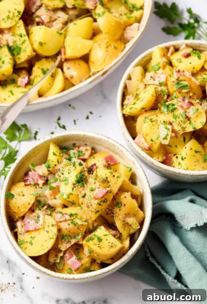 Easy German Potato Salad served warm 