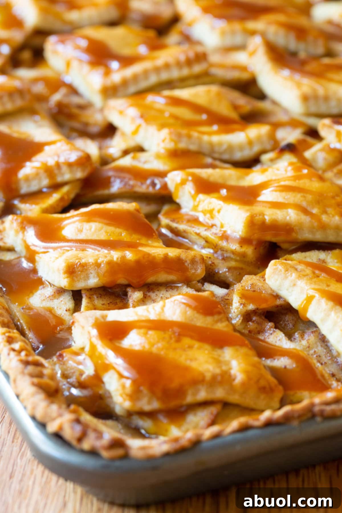 apple slab pie with golden crust