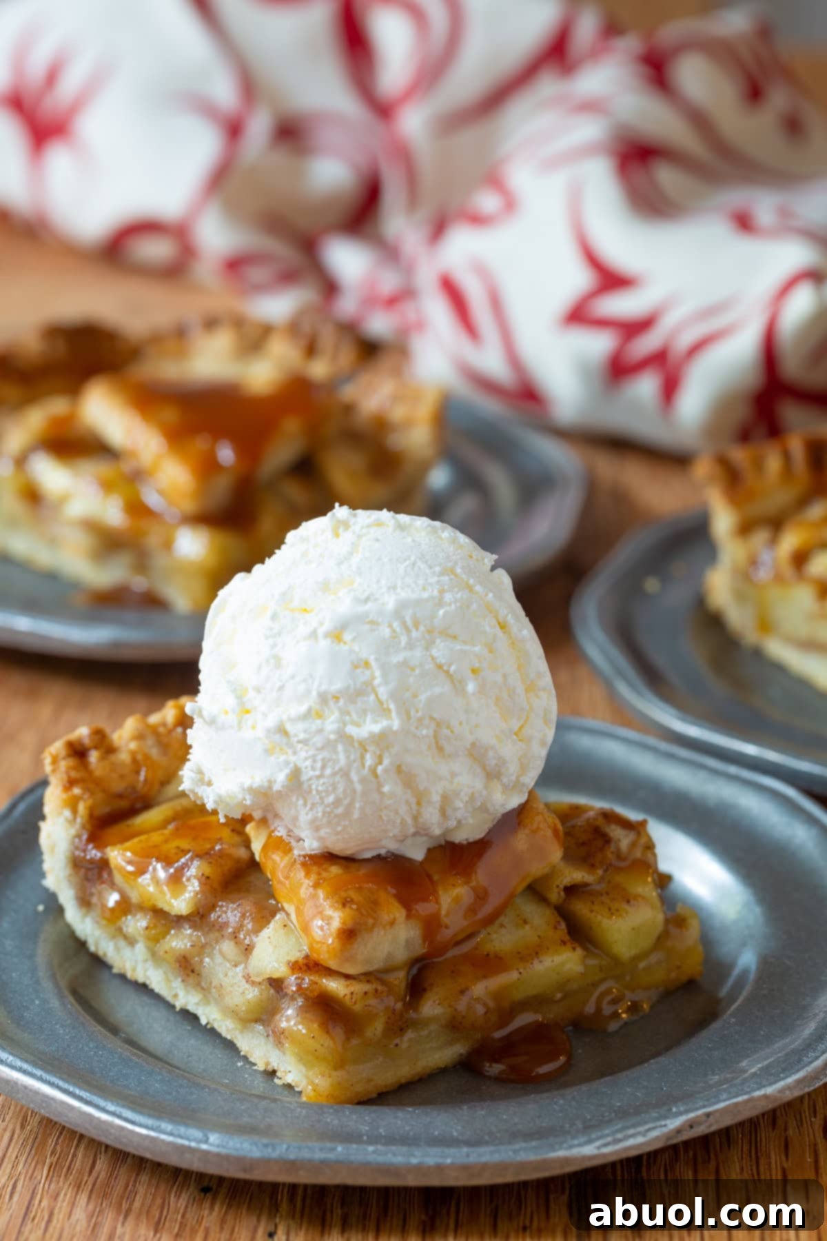 Caramel Apple Slab Pie with crunchy topping