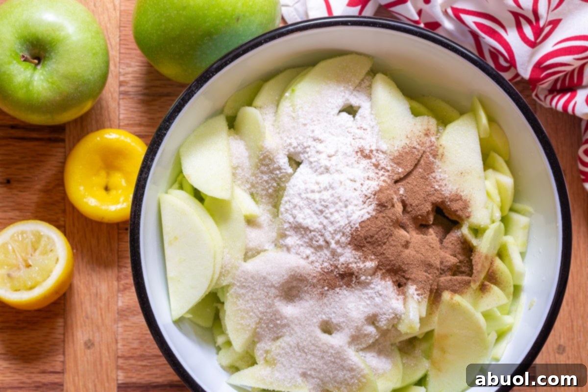 sliced apples for pie