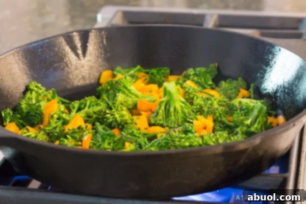 Broccoli cooking in pan