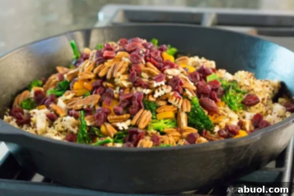 One-Pot Chicken Broccoli recipe with quinoa and nuts