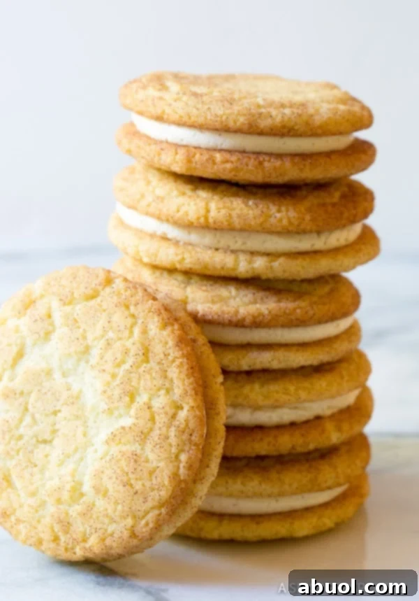 Best Ever Snickerdoodle Sandwich Cookie Recipe  #ASpicyPerspective #snickerdoodle #cookies #holiday #christmas #whoopiepie