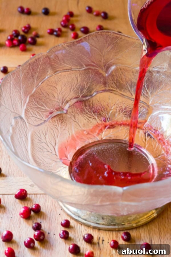 Punch Recipes #ASpicyPerspective Pouring Punch Ingredients into a large glass punch bowl