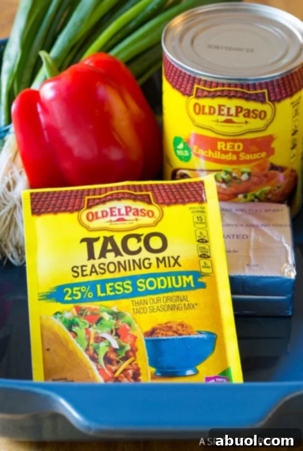 Ingredients needed for Southwest lasagna rolls. 