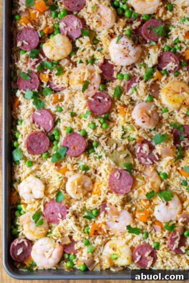 Fabulous Spanish Paella Sheet Pan Dinner Recipe - light and healthy rice recipe