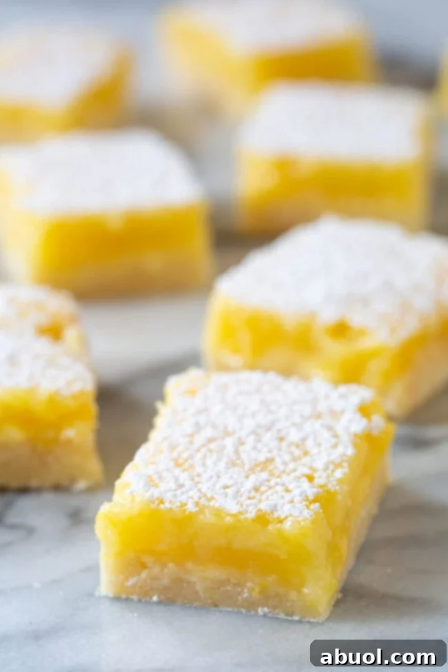 Lemon Bar Recipe - cut into lemon squares