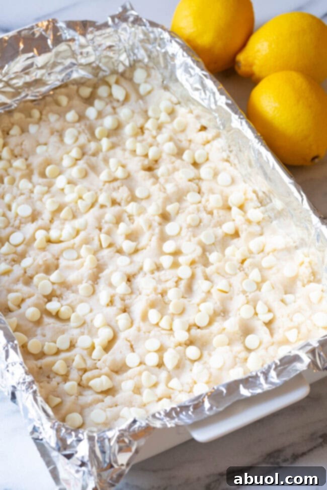 Layer recipe for lemon bars - Cookie Crust and white chocolate chips