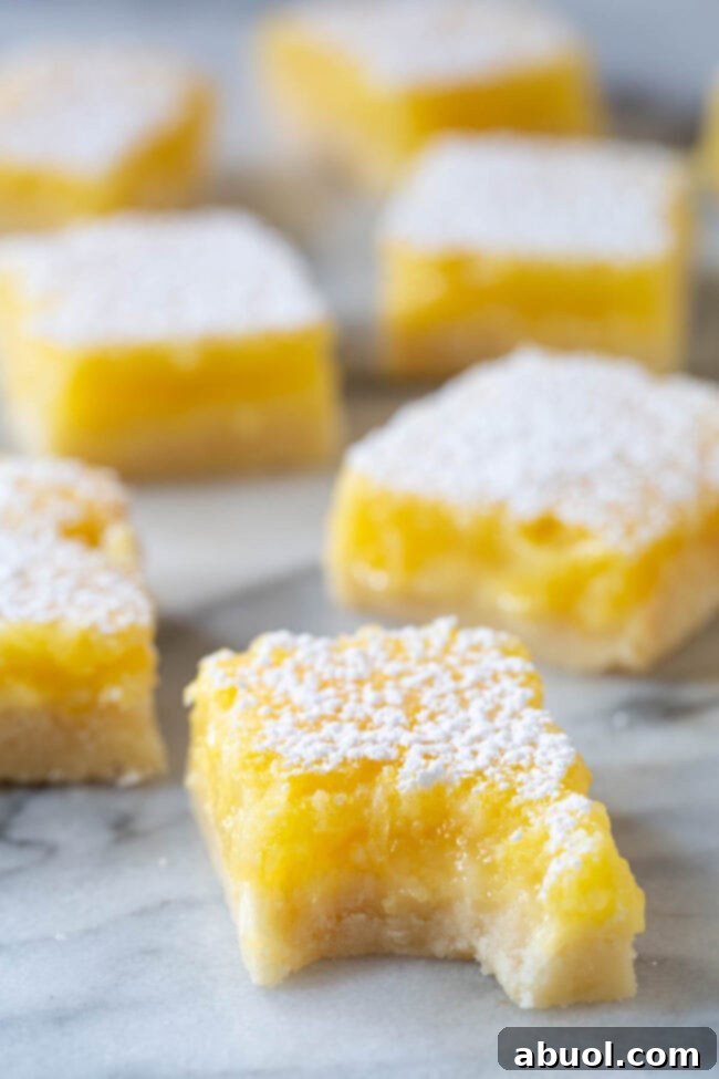 Best Lemon Bar Recipe - bite taken out