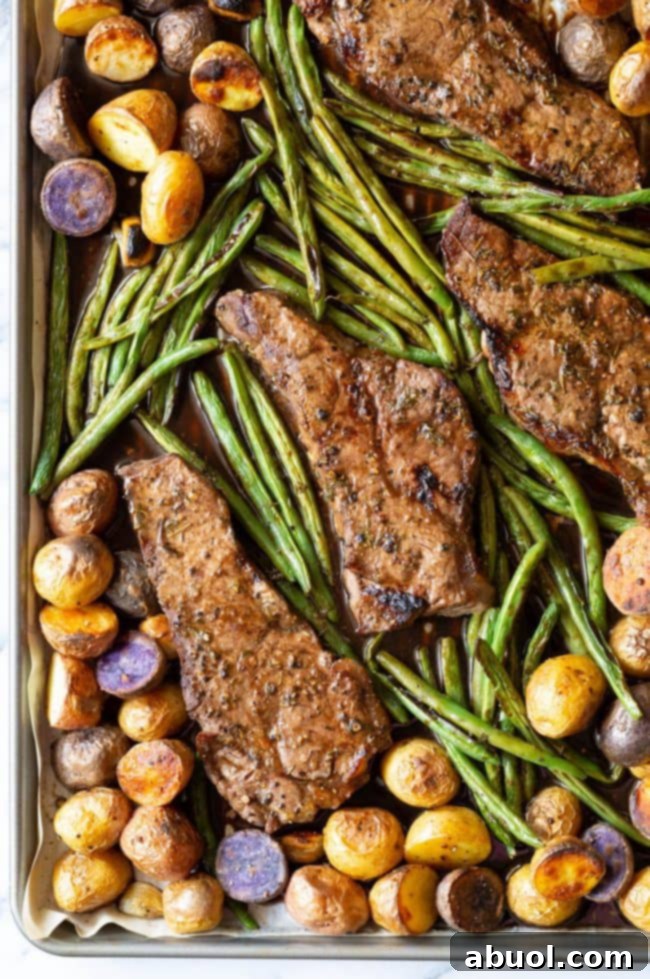 Top view of this baked sheet pan dinner recipe