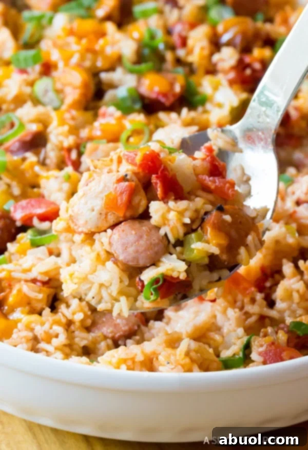Spoonful of chicken and rice casserole. 