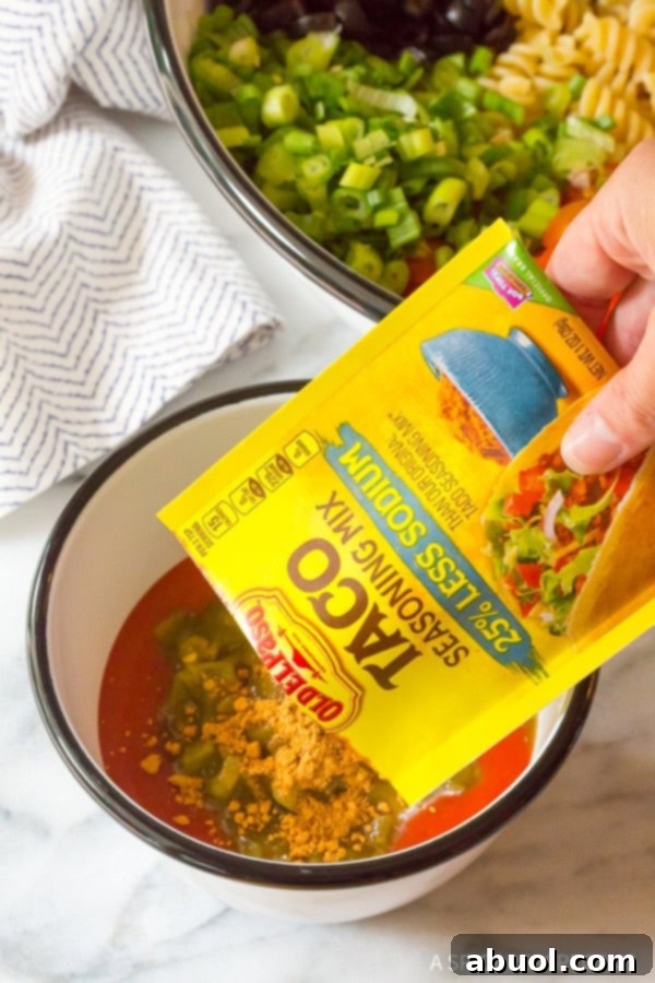Serving the Best Chicken Taco Pasta Salad
