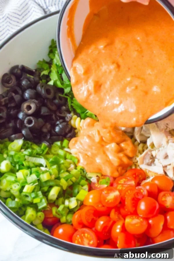 Making the Best Chicken Taco Pasta Salad Recipe
