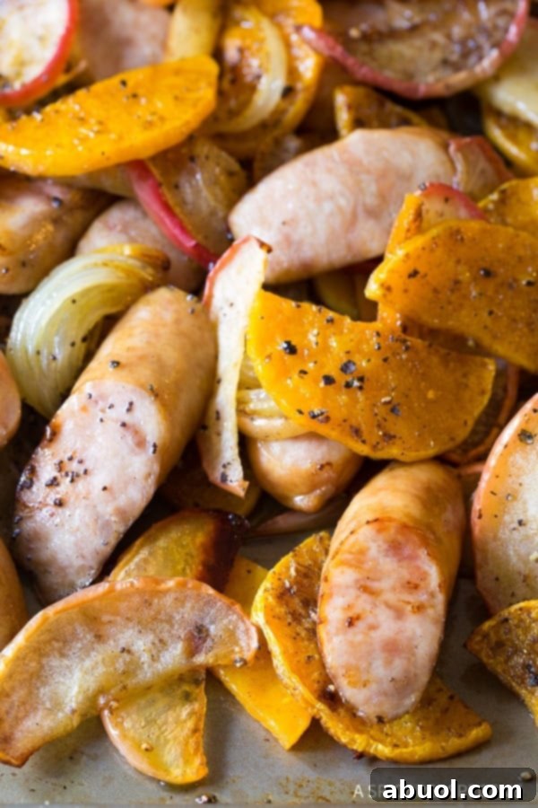 Juicy Chicken Sausage Apple Squash Sheet Pan Dinner Recipe