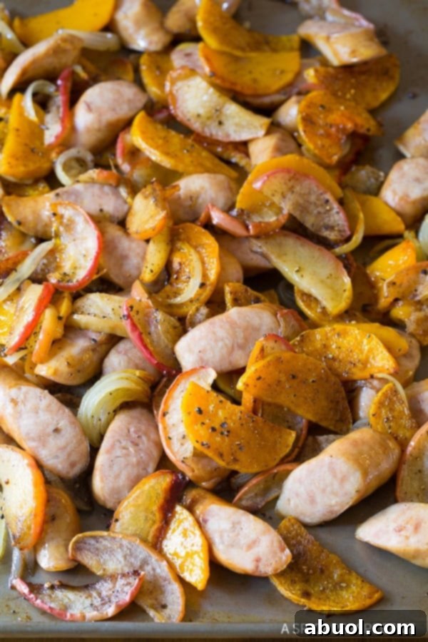 Chicken Sausage Apple Squash Sheet Pan Dinner Recipe