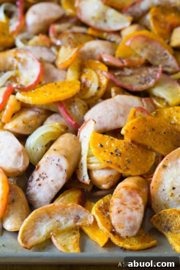 Rustic Chicken Sausage Apple Squash Sheet Pan Dinner