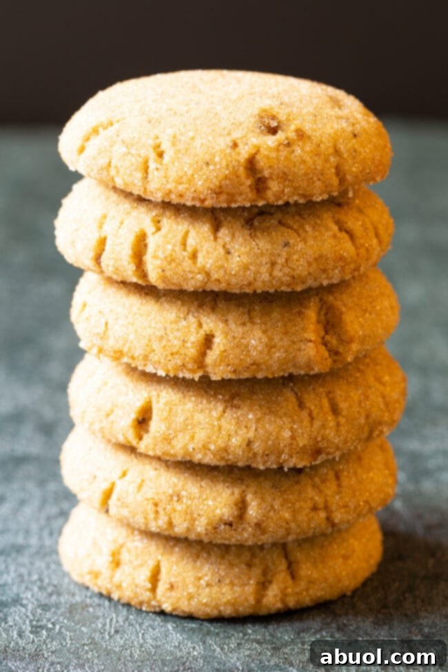 Caramelized Butter Delights 5 Best Brown Butter Sugar Cookies Recipe, six cookies stacked on a cooling rack.