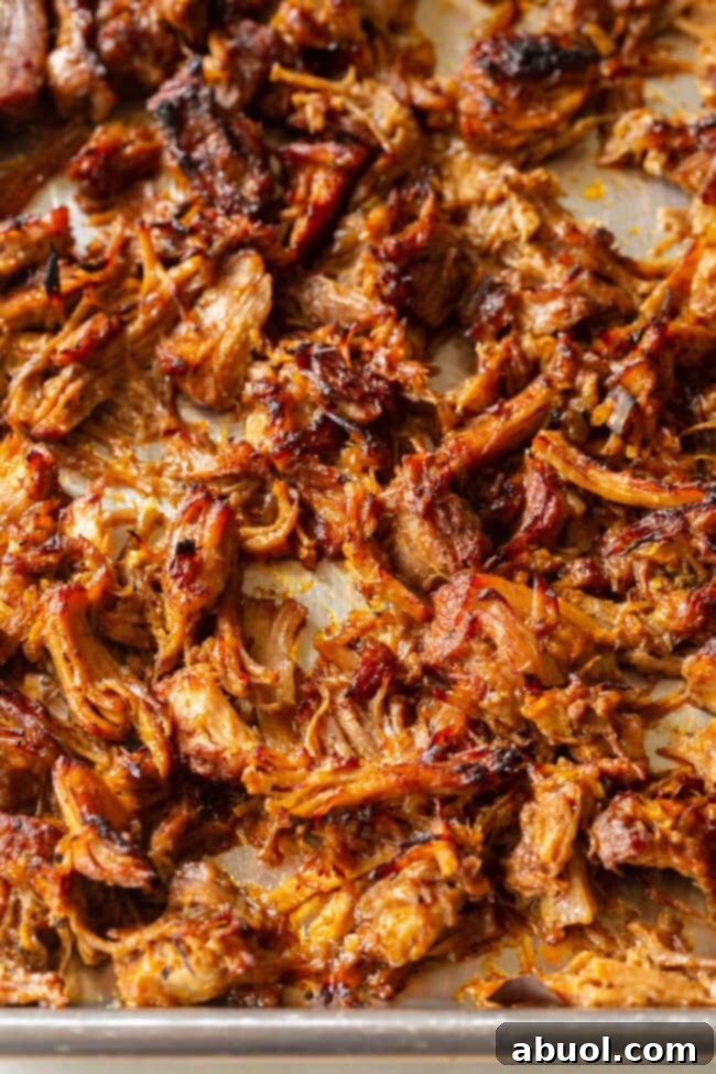 Crispy Instant Pot Carnitas 11 Crispy broiled carnitas, showcasing the desired charred edges for perfect texture