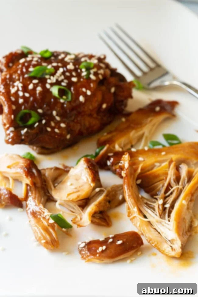 Amazing Pressure Cooker Asian Chicken Thighs Recipe - Shredded into pieces