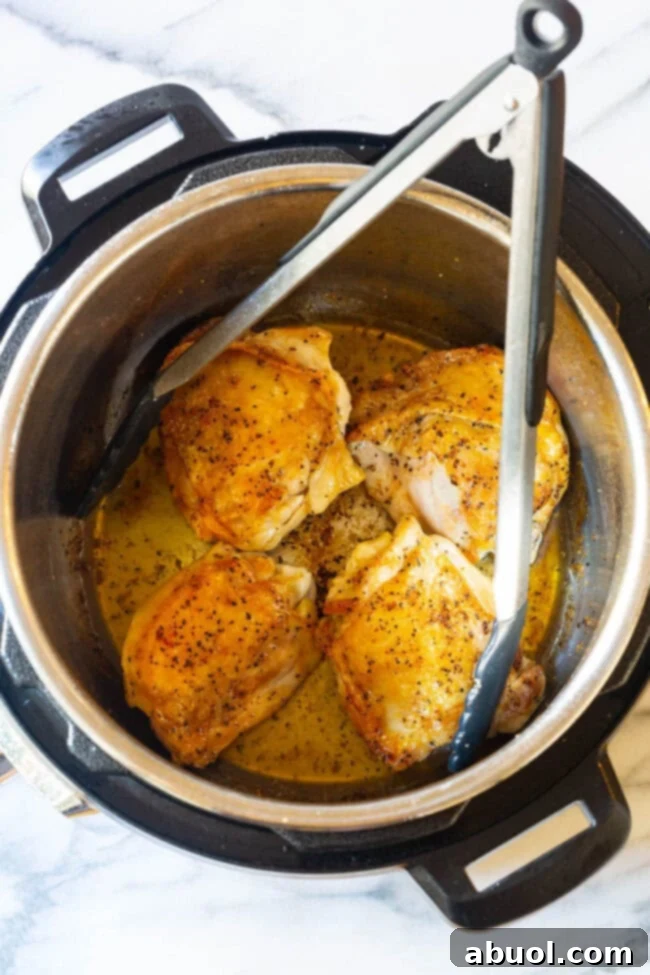 Chicken Thighs seared in the Instant Pot