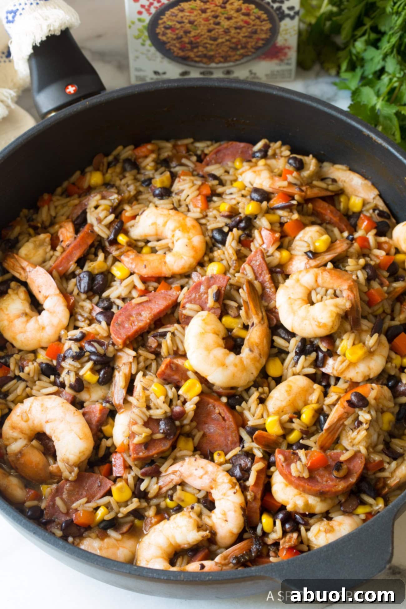 Simple One-Pot Shrimp Black Bean Rice Skillet Recipe