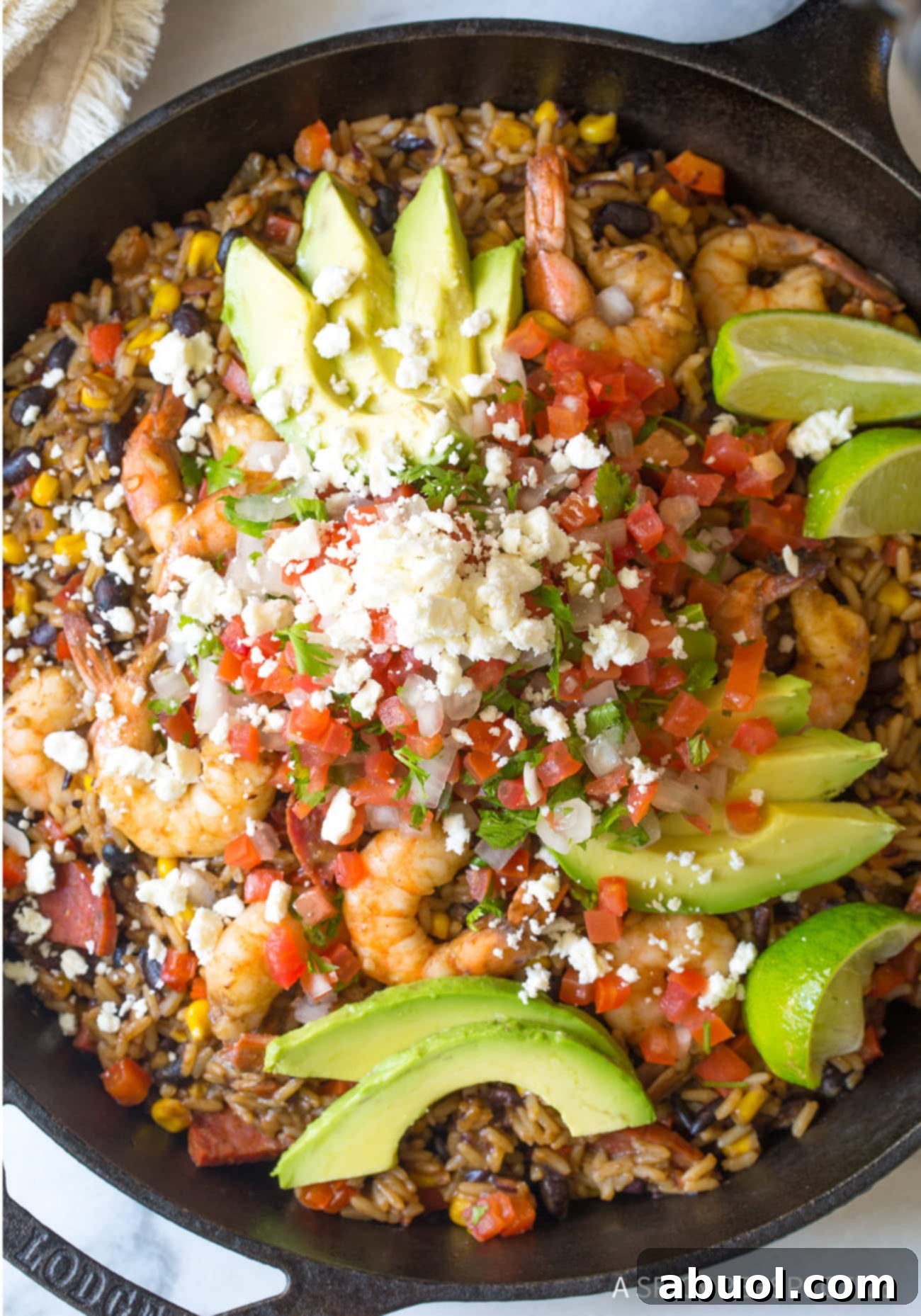 Tex-Mex One-Pot Shrimp Black Bean Rice Skillet Recipe