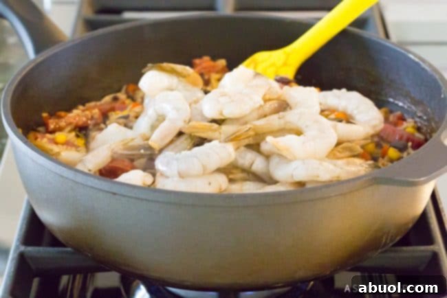 Step 2: One-Pot Shrimp Black Bean Rice Skillet Recipe