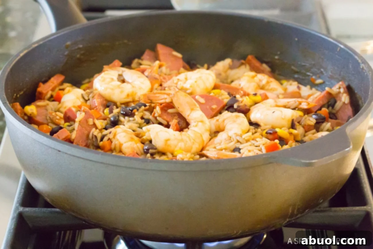 How to Make: One-Pot Shrimp Black Bean Rice Skillet Recipe