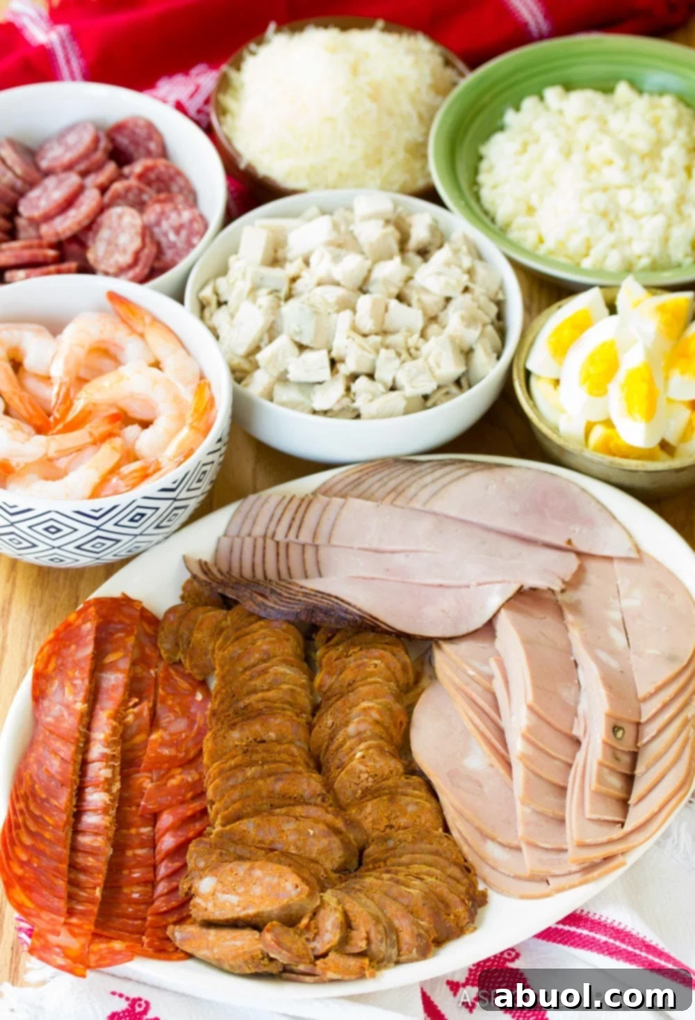 Additional ingredients needed for Guatemalan Fiambre salad. 
