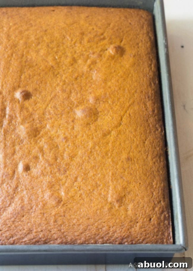 Golden Harvest Pumpkin Sheet Cake 7 How To: Pumpkin Texas Sheet Cake with Buttermilk Frosting Recipe #ASpicyPerspective