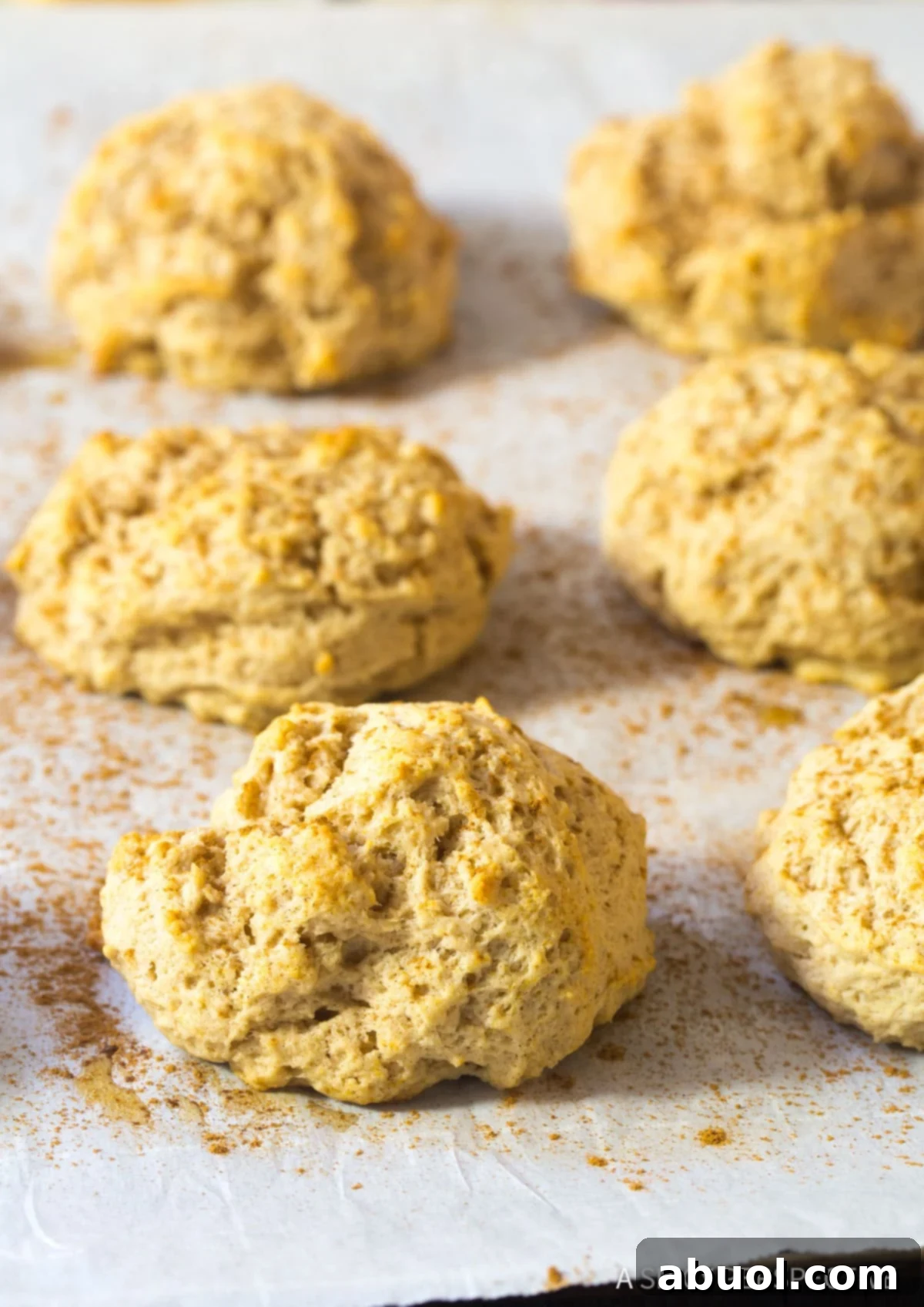 Unbaked Easy Cinnamon Biscuits on a baking sheet, generously sprinkled with cinnamon, ready for the oven