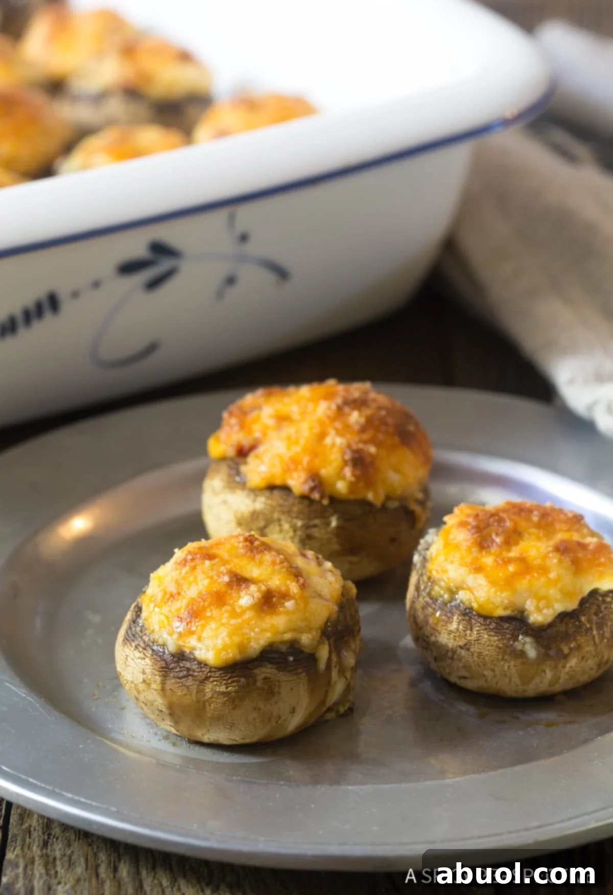 Creamy Dreamy Mushrooms 8 Place cheese stuffed mushrooms on your plate and snack on them!