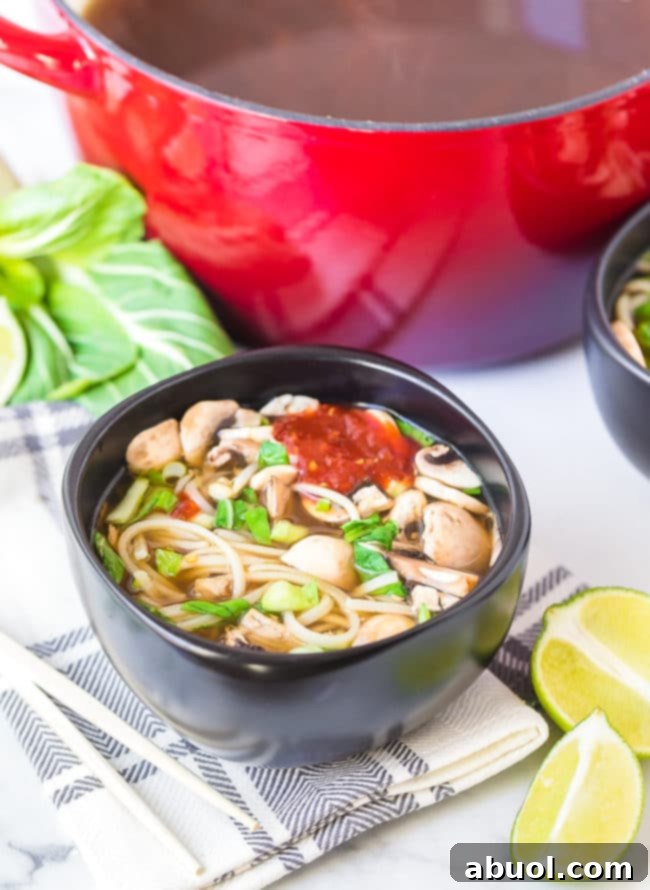 A side view of a generously portioned bowl of Chinese Chicken Hot Pot, brimming with savory broth, chicken, noodles, and vibrant vegetables, looking incredibly appetizing.