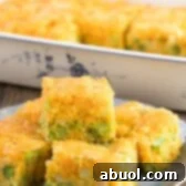 Fluffy Broccoli Cheese Cornbread, a savory southern bread perfect as a side dish.