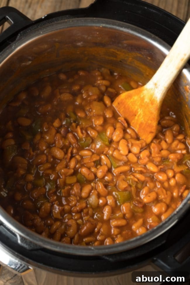cooked baked beans in pressure cooker