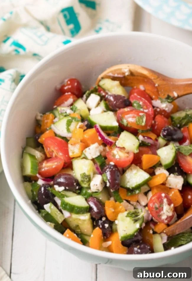 Horiatiki (Greek Village Salad) Recipe - A vibrant, chunky, and refreshing salad, perfect for healthy eating and meal prep.