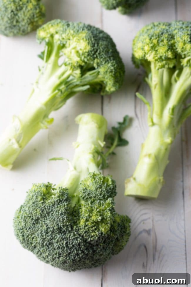 A close-up shot of freshly riced broccoli florets, the primary ingredient for making this healthy and versatile rice substitute.