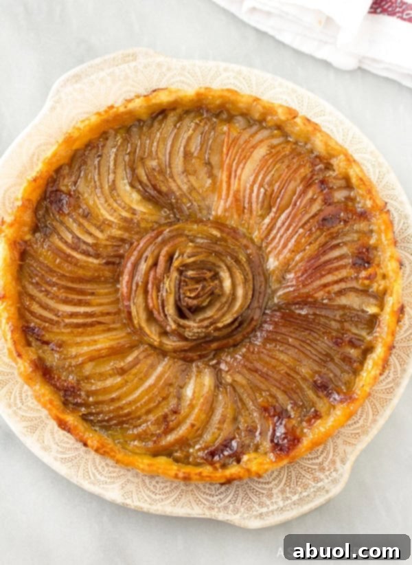 Baked Pear and Brie Tart, overhead shot