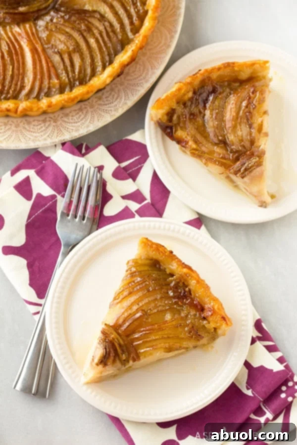 Slices of Brie Tart Recipe on plates, ready to be served