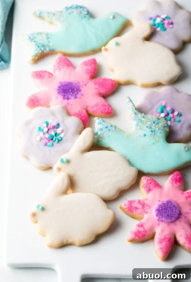 Perfectly shaped cut-out cookies waiting for their sugar cookie frosting, showcasing a fun dessert decoration opportunity.